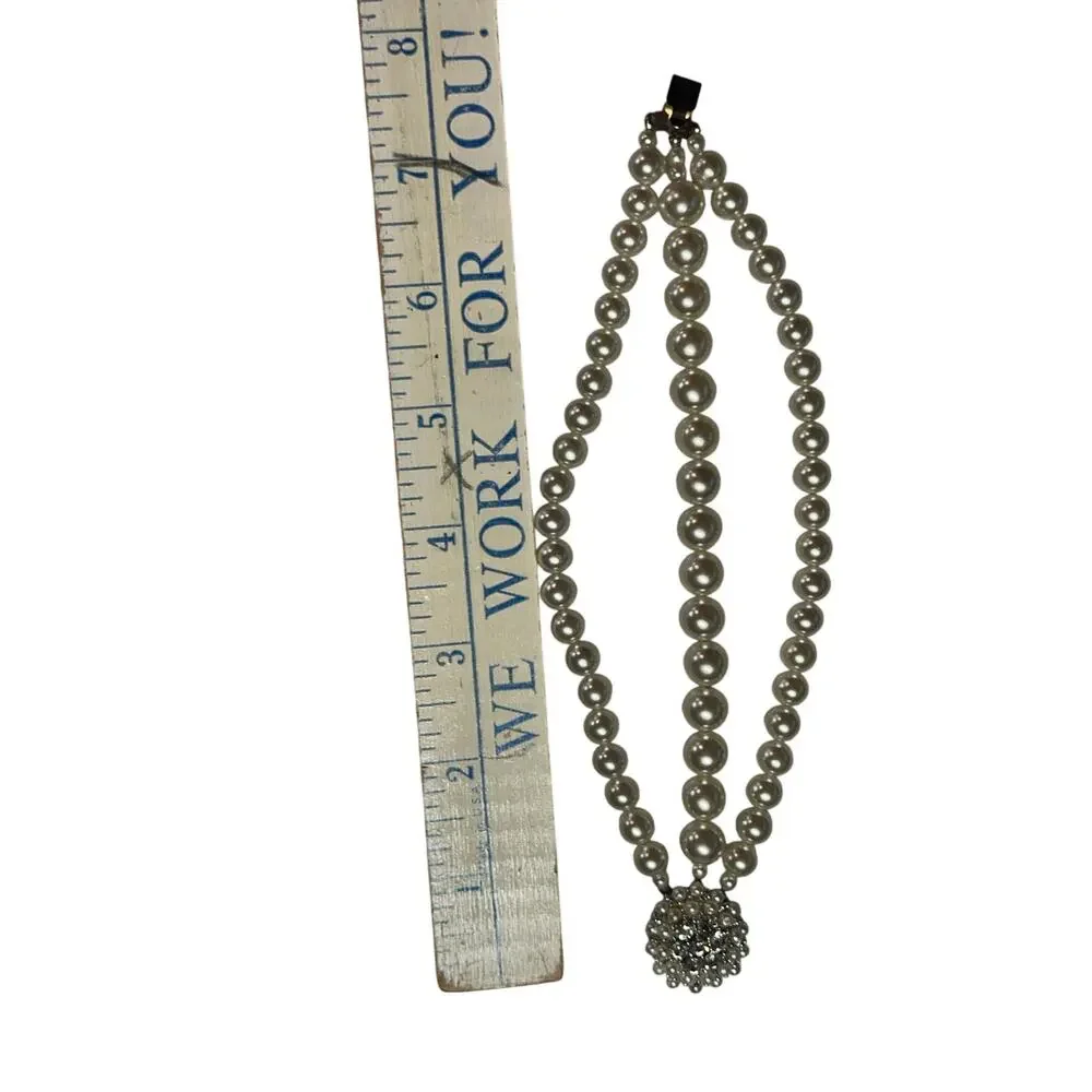 3 Strand Faux Pearl Bracelet Crystal Pearl Statement Elegant Hollywood Glam